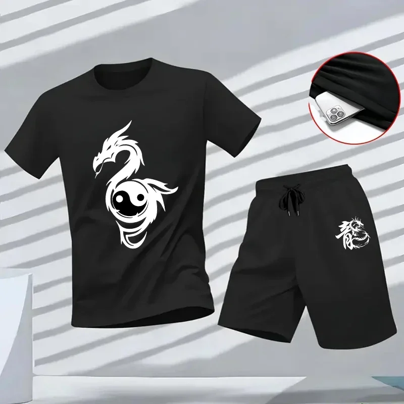 

Quality Summer Outdoors Jogging New Two-piece Set Versatile Shorts-sleeved T-shirt and Sport Short Daily Men's Tracksuit Casual