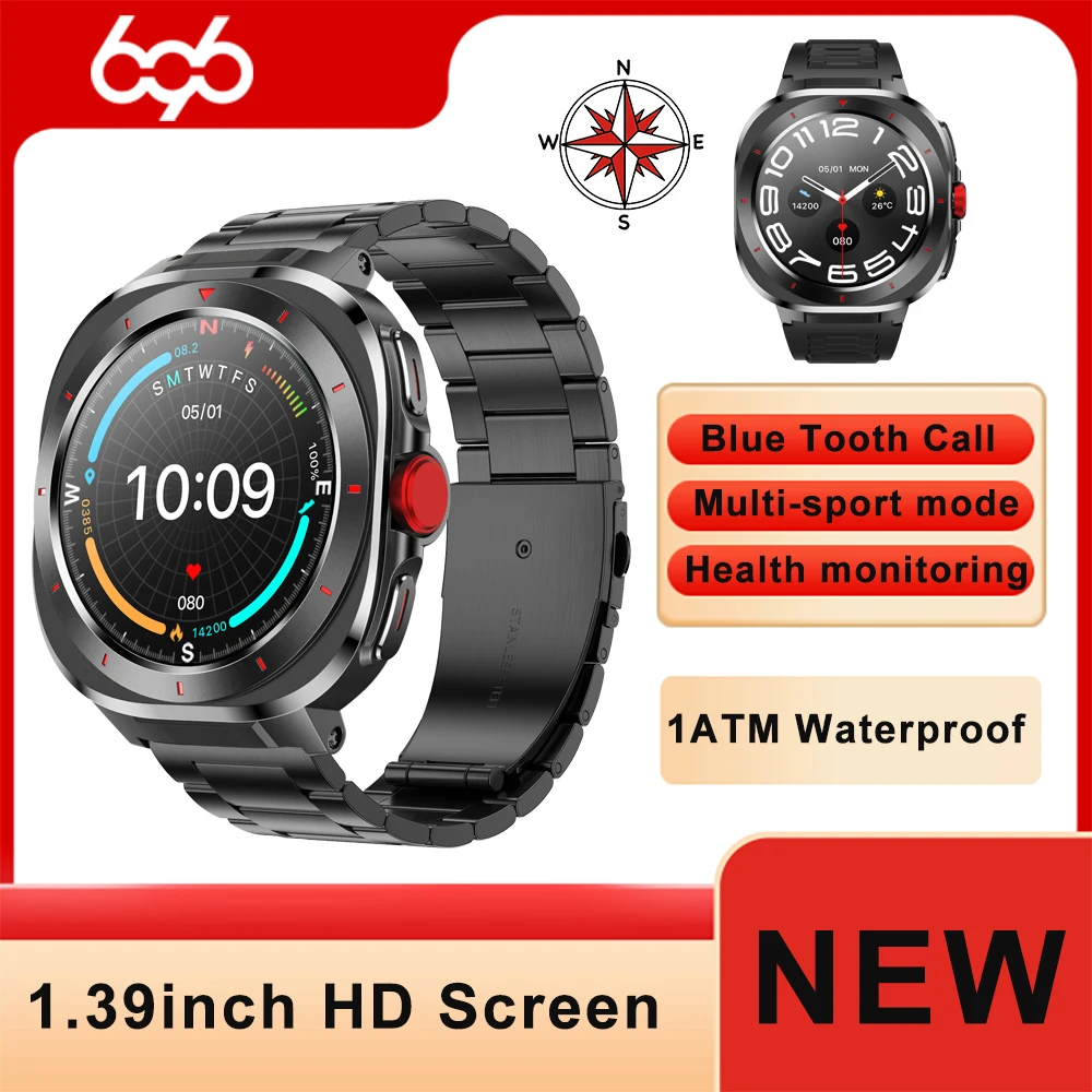 

Clock Smart Health Sports Watches Heart Rate Outdoor Compass Blue Tooth Call Smartwatch 1ATM Waterproof Voice Assistant Bracelet