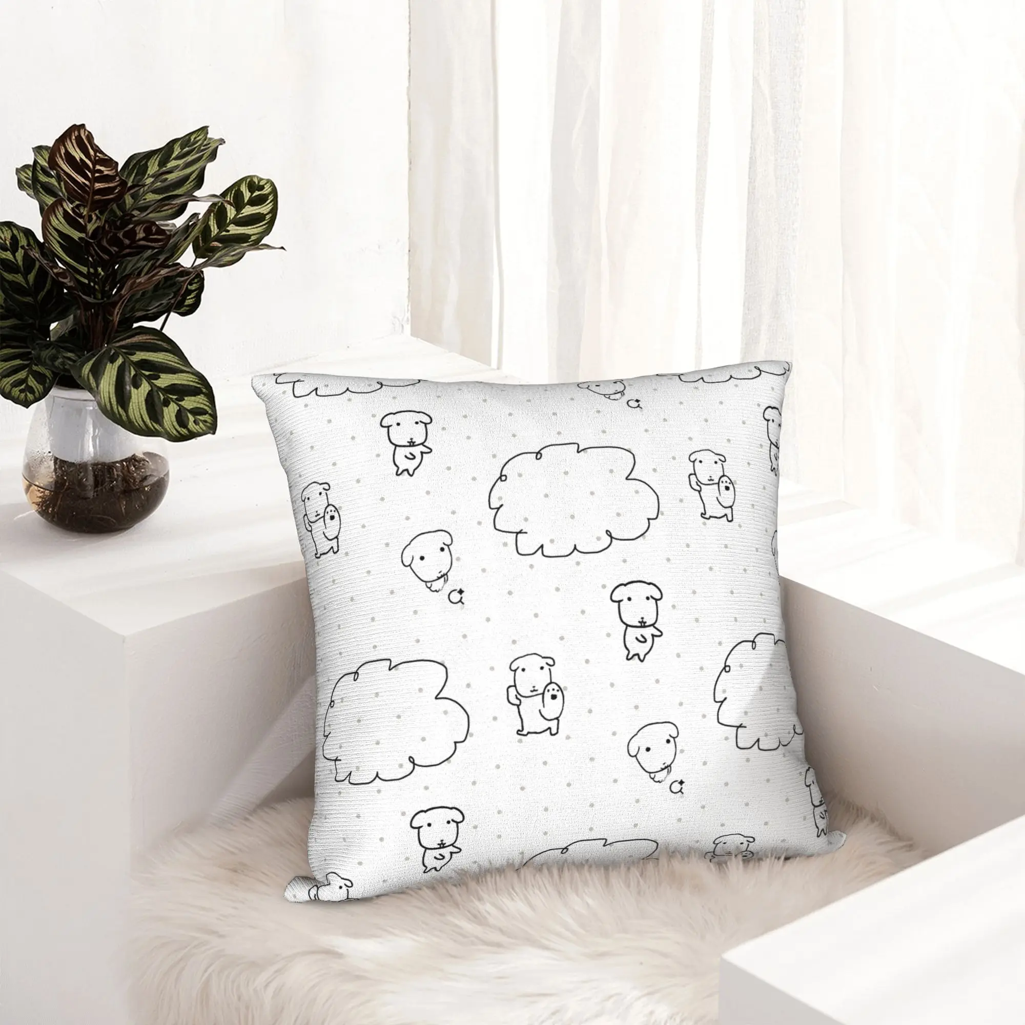 Ganadis Korean Puppy Cute Dog Meme Pillowcase Soft Polyester Cushion Cover Decorative  Throw Pillow Case Cover Home Wholesale