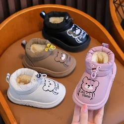 New 2025 Winter Kids Snow Boots Thick Fur Elastic Band Children Ankle Boots Baby Boys Girls Flat Non-slip Warm Cotton Shoes