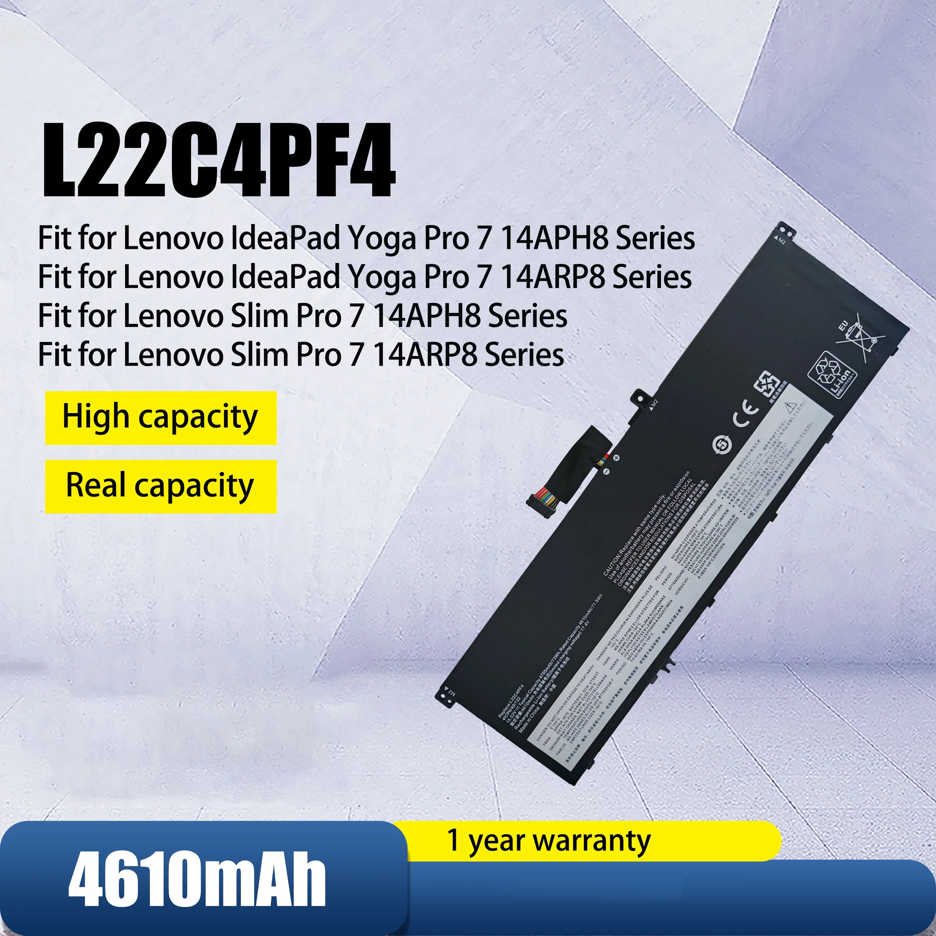 

15.52V 73Wh 4610mAh Laptop Battery L22M4PF4 L22C4PF4 L22D4PF4 L22L4PF4 For Lenovo Yoga Pro 7 14ARP8 14IRH8