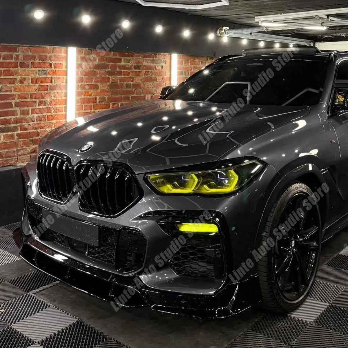 

For BMW X6 G06 2019 2020 2021 2022 Front Wind Knife Headlamp Eyebrow Gloss Painted Spoiler Splitter Cover Trim Stickers BodyKits