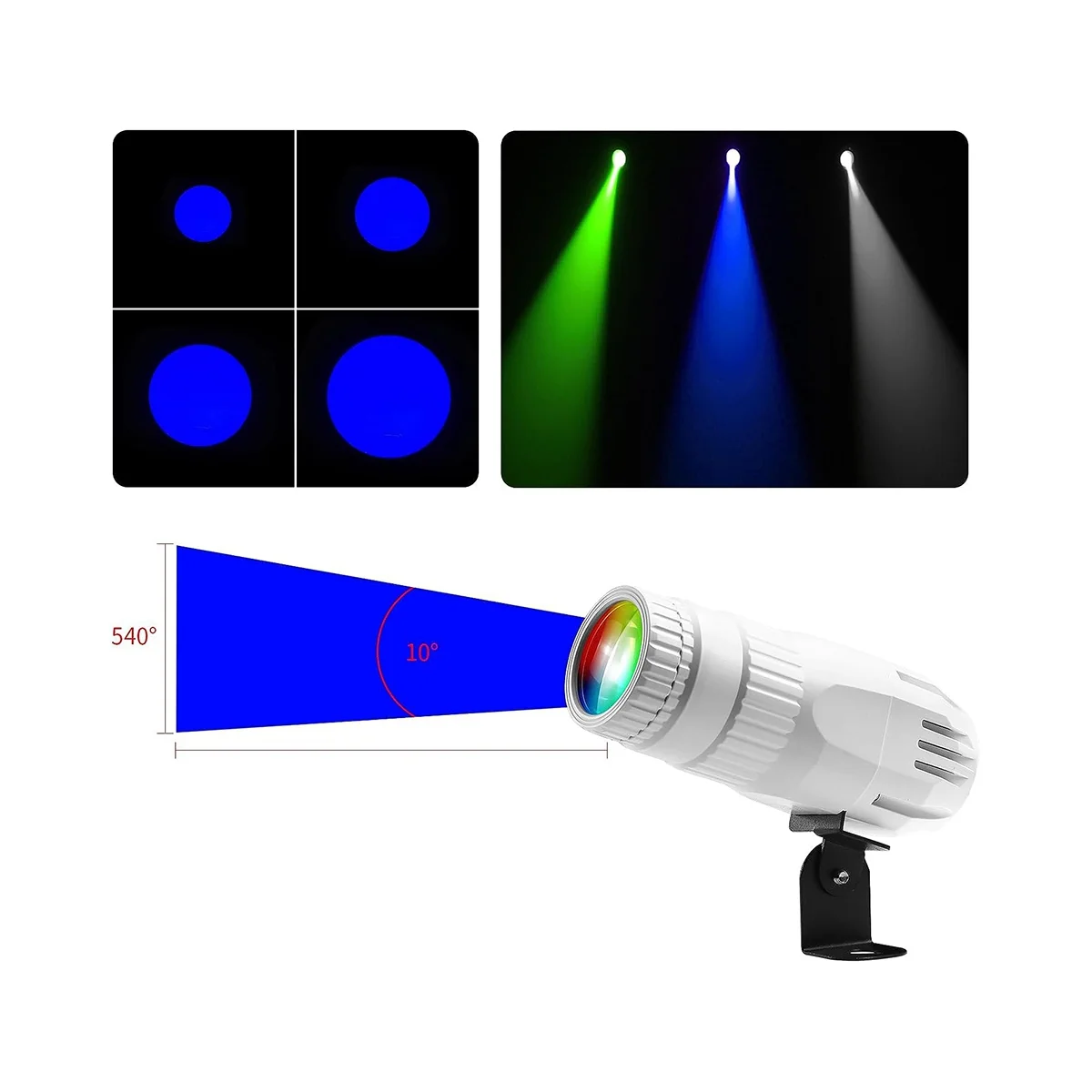 Pinspot Light for Disco Ball 15W RGBW 4 in 1 Mirror Ball Light with Remote Control for Parties DJ Disco Club EU Plug