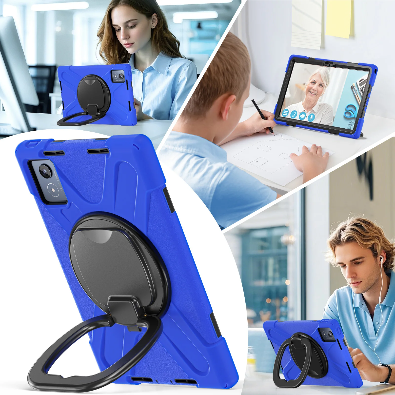Multi-Layers Case For Lenovo Tab K11 Plus 2024 11.45 inch Model TB352FU TB352XU Rotating Stand Handle Grip Kids Heavy Duty Cover