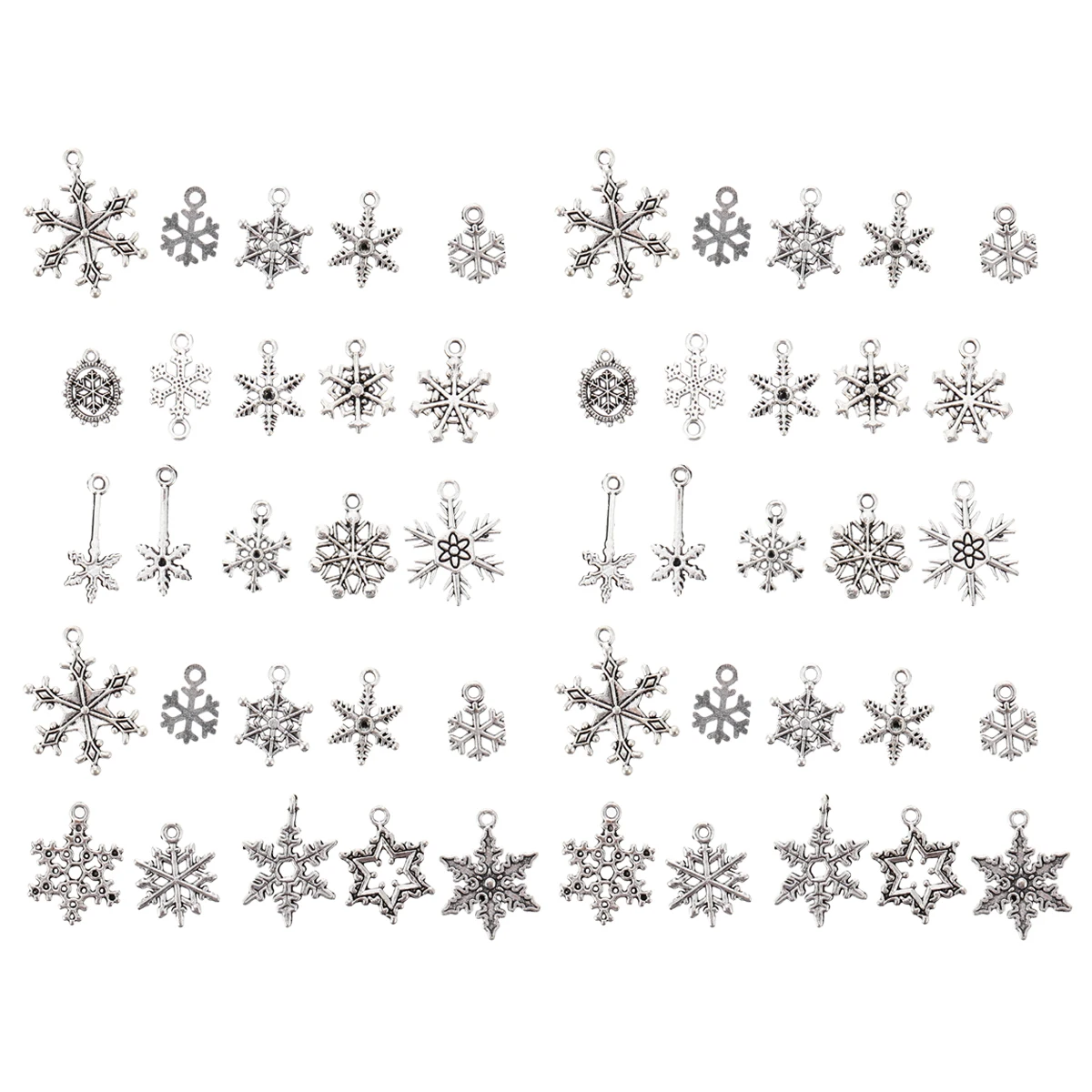 

50 Pcs Christmas Snowflake Pendant Alloy Wear Resistant DIY Jewelry Supplies Metal Charms Necklace Accessories Craft Decorations