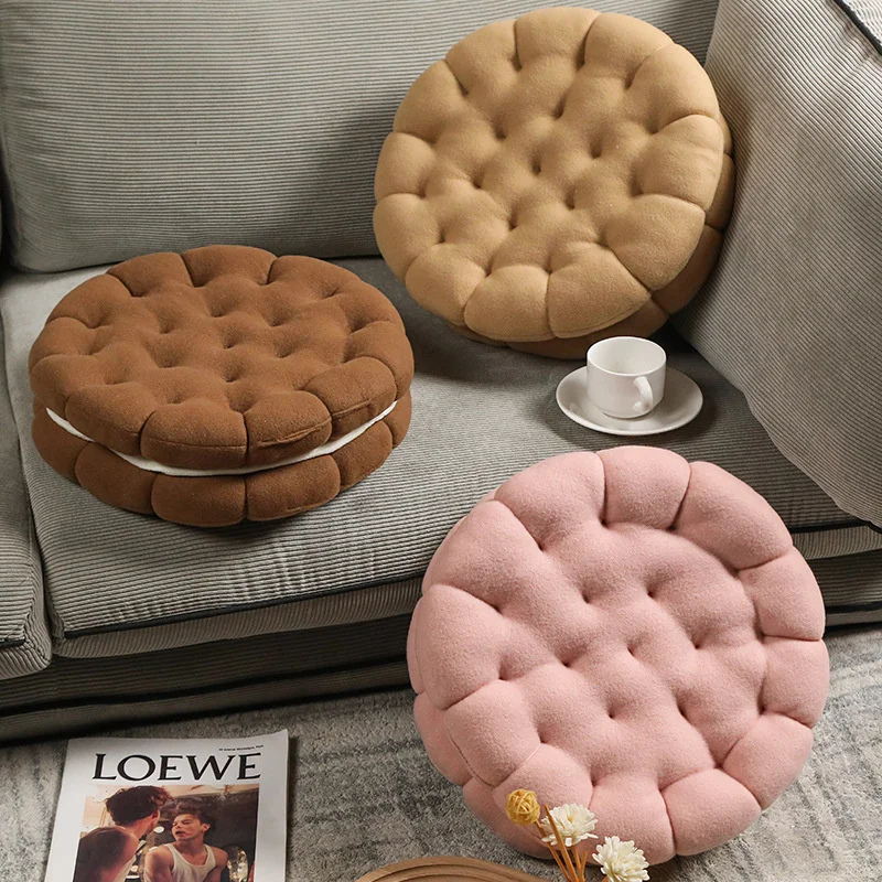 38cm Sitting Cushion Creative Soft Sand Biscuit Shape Cushion Pillow Chair Car Seat Pad Decor Cookie Tatami Back Cushion Sofa