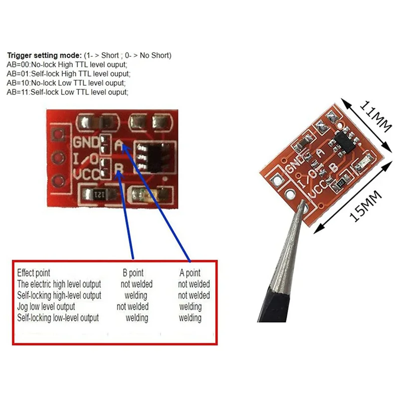 100Pcs TTP223 Touch Key Switch Module Touching Button Self-Locking/No-Locking Capacitive Switches Single Channel