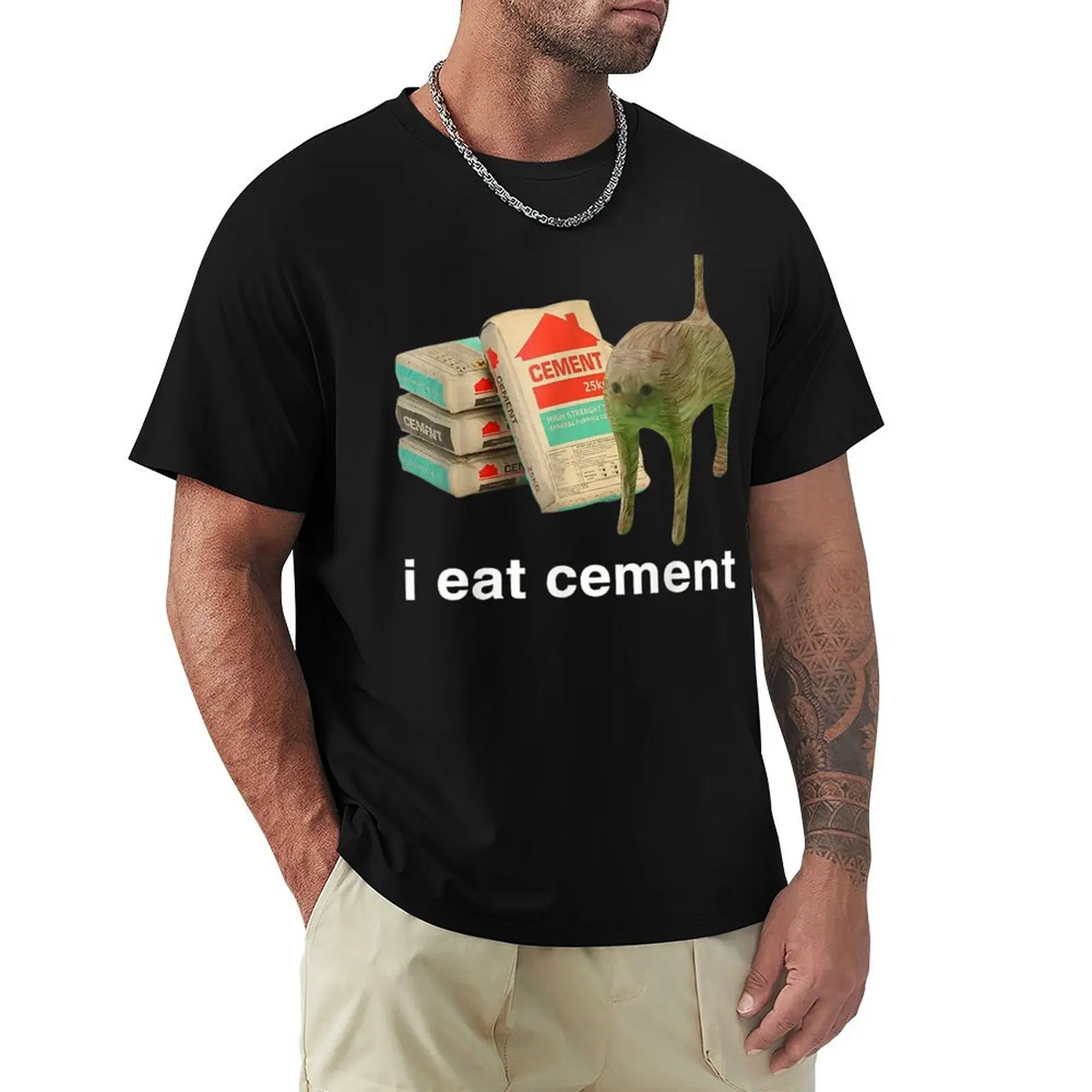 I Eat Cement Cursed Cat Funny Oddly Specific Meme T-Shirt man t shirts graphic T-Shirt