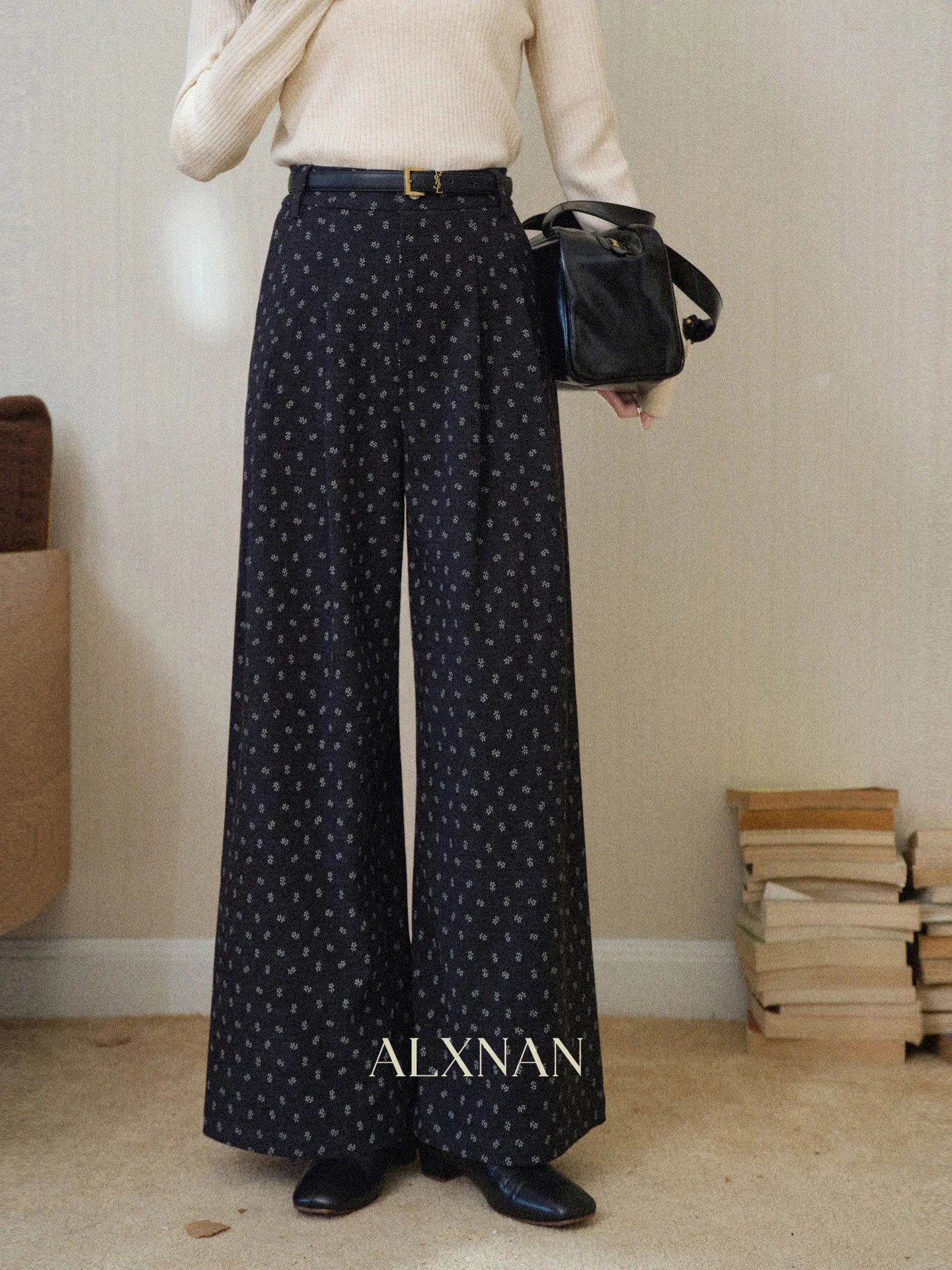 

Bla Floral Print Loose Casual Pants Women's Autumn Winter Straight Leg Long Trousers Slimming Effect Vintage Sle