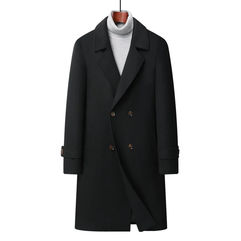 New Winter Men Double-breasted Overcoats Business Casual Woolen Coats Quality Thicker Warm Cashmere Trench Coats Long Jackets 3X