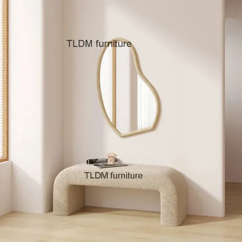 Modern Simple Lamb Wool Bench Stool Living Room Furniture Recreation Area Shoe Changing Stool Fitting Room Bedroom Bed End Stool