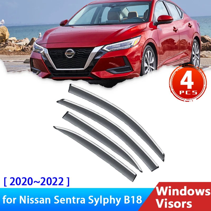 

4х дефлекторы для Nissan Sentra B18 Sylphy Pulsar 2020 2021 2022 аксессуары Автомобильные Боковые окна Козырьки защита от дождя и бровей солнцезащитный козырек