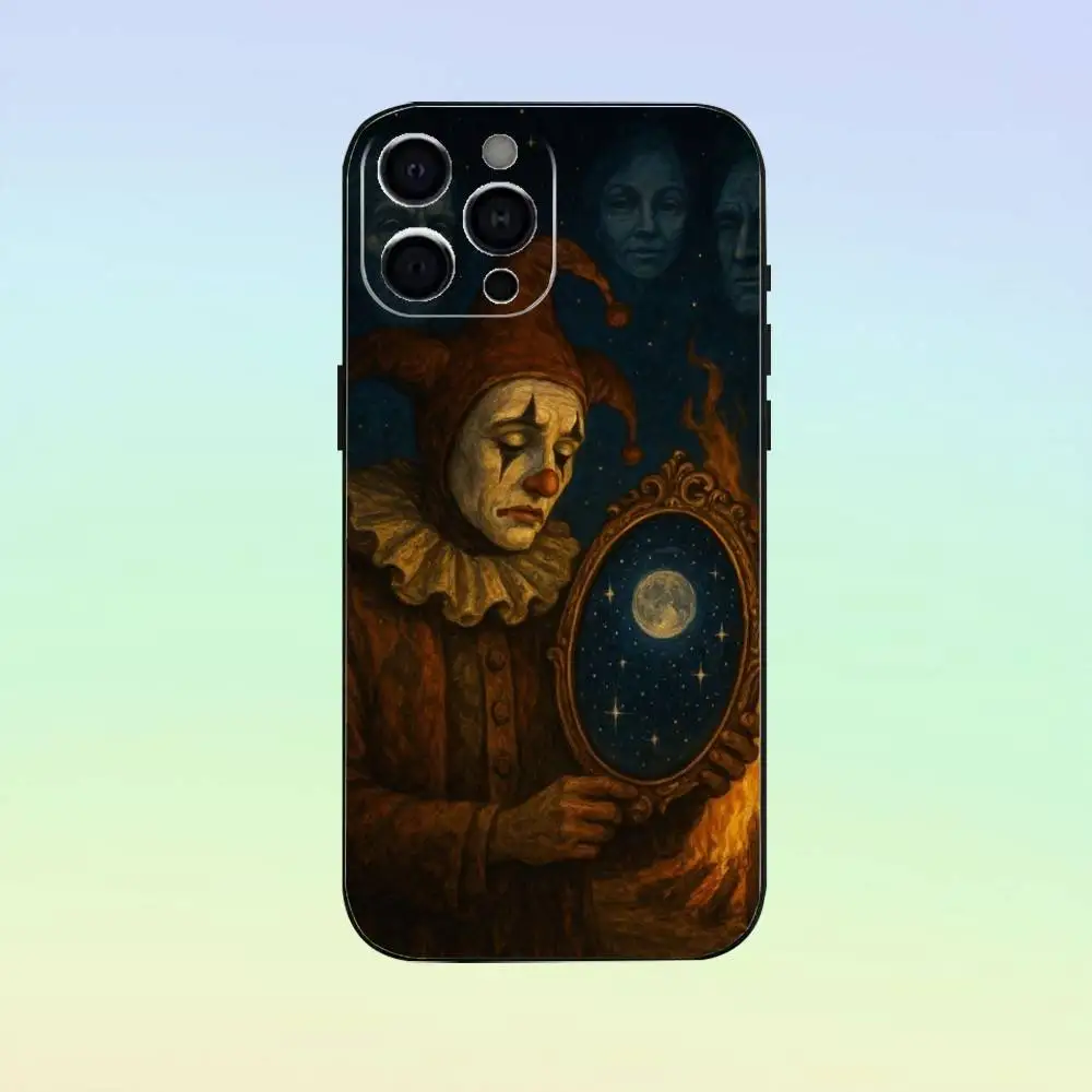 Capa de telefone joker art para iPhone 17,16,15,14,13,12,11, capa preta de silicone macio