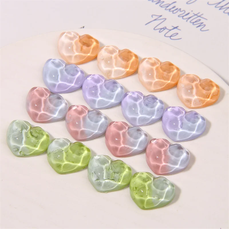 Summer style 50pcs/lot water ripple color cartoon hearts shape resin cabochon beads diy jewelry accessory