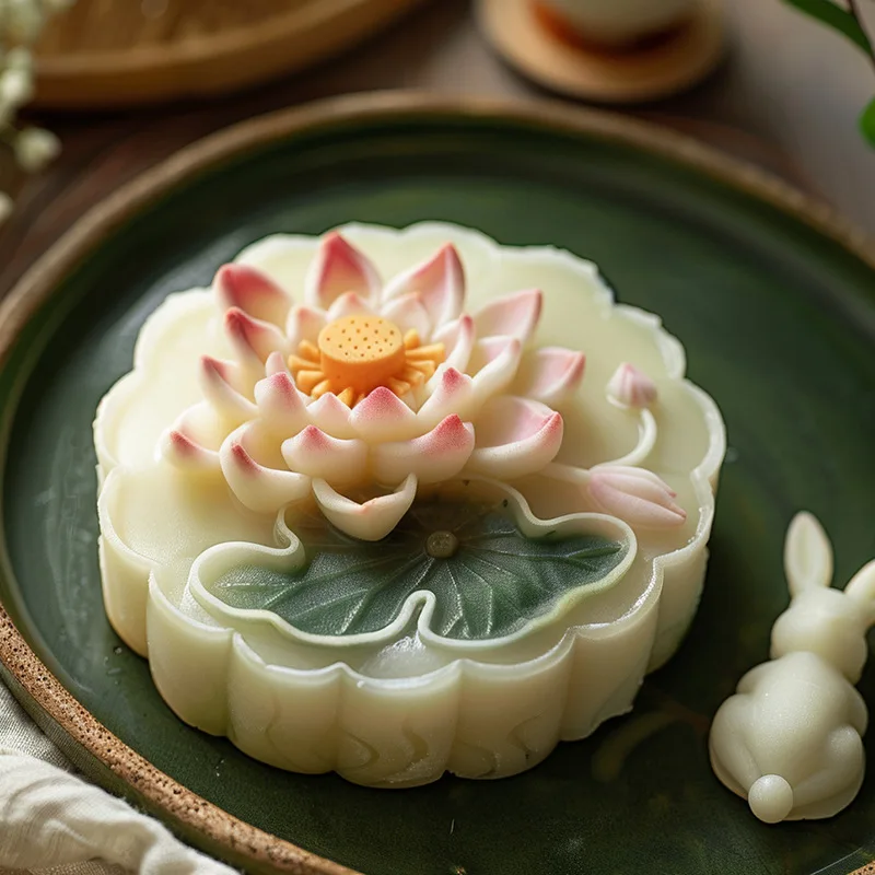 Rabbit Lotus Flower Soap Silicone Mold DIY Mousse Cake Dessert Mooncake Pudding Baking Mould Aromatherapy Soap Candle Mold