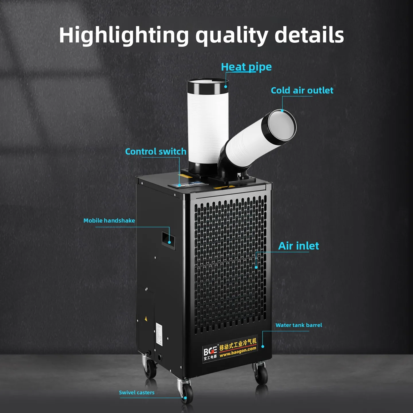 Air cooler, mobile air conditioner compressor, refrigeration machine, factory workshop, kitchen air conditioner fan