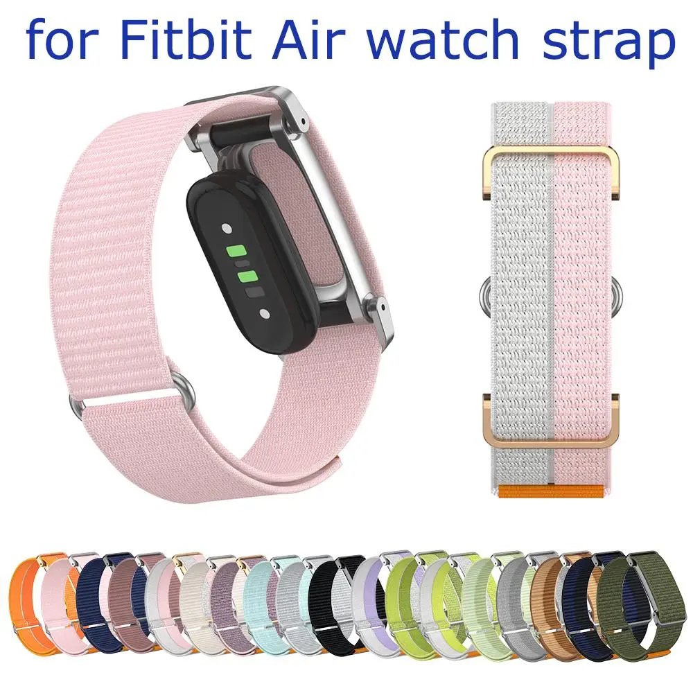 Metal Protective Case Nylon Strap For Google Fitbit Air Ultra-Slim Feather-Light Breathable Quick Release Replacement Wrist Band