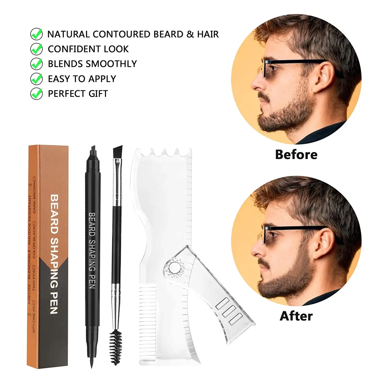 5-in-1 Adjustable Rotatable Beard Comb for Men - Styling Shaping Ruler Hair Trimming Moustache Barber Tool - view 6