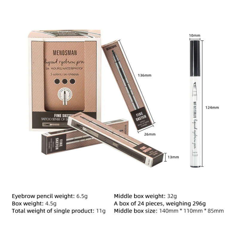 EyebloggPen-Crayon à sourcils à quatre griffes, maquillage liquide, teinte naturelle imperméable, marron, yeux noirs, cosmétiques coréens, 1 pièce, 2 pièces, 4 pièces