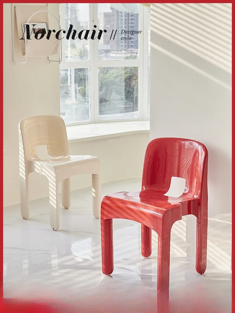 

Medieval designer dining chair, simple household plastic chair, stackable, modern Internet celebrity milk tea shop chair