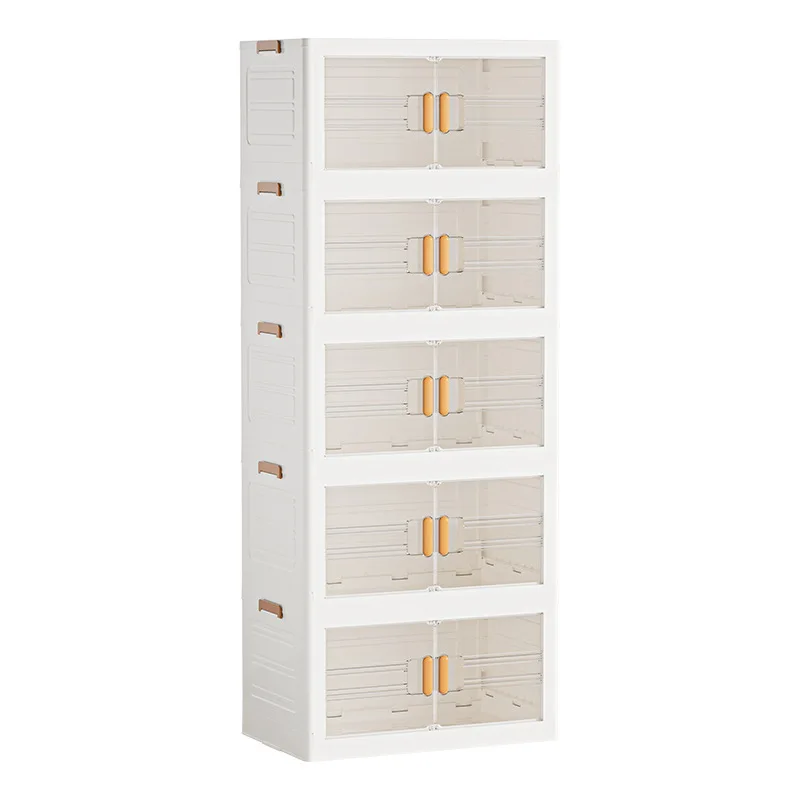 

Foldable clothing storage box with cabinet door, bedroom multi-layer locker