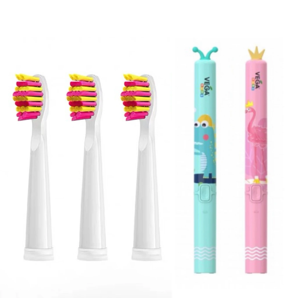 

Replacement Toothbrush Heads For VEGA VK500 P/B Electric Sonic Toothbrush Soft DuPont Bristles Nozzles