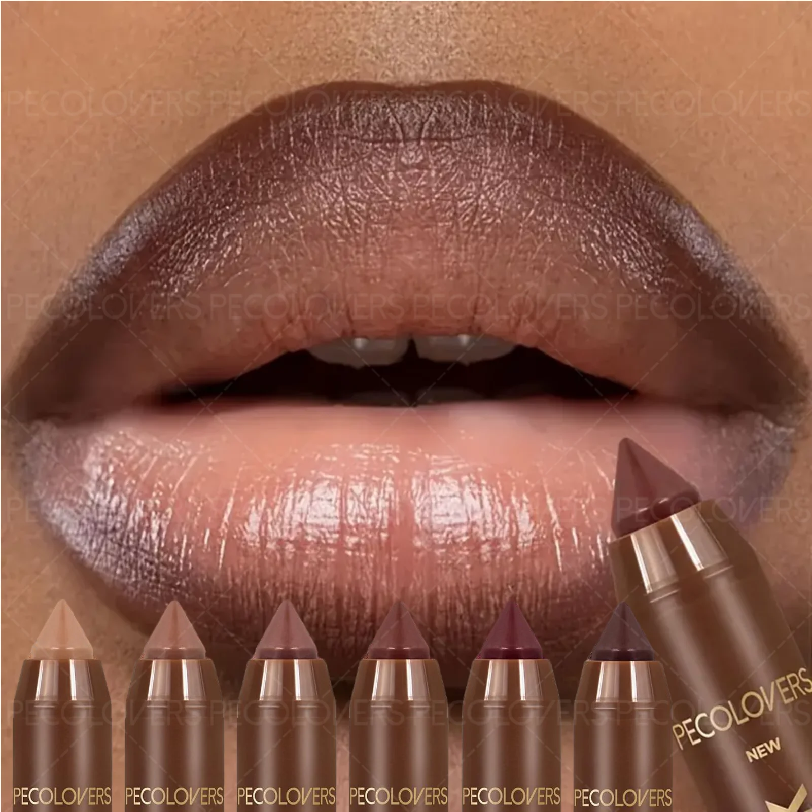 1PC 2-in-1 リップライナー＆リップスティック - マットな質感、唇の輪郭を整えるのに最適、秋と冬のルックに最適