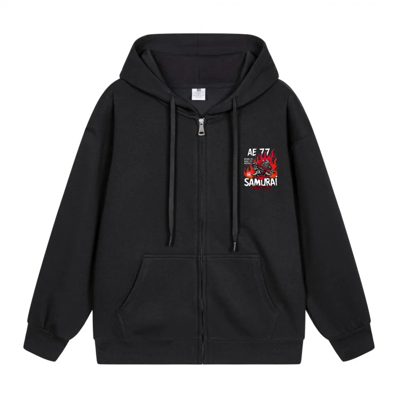 

Men's Zip-Up Hoodie Red And Black Abstract Design 2025 New Style Casual Couples’ Style Casual and Loose