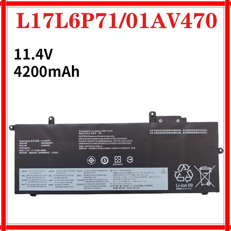 

4200mAh 11.4V 48Wh Laptop battery For Lenovo ThinkPad X280 Series Notebook L17C6P71 L17M6P71 L17L6P71 01AV470 01AV471 SB10T83165