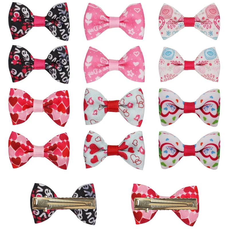 12/24 Pcs Dog Hair Bow Clips Puppy Hairpin Pet Cat Holiday Handmade Valentine Easter St. Patrick Pet Hair Accessories