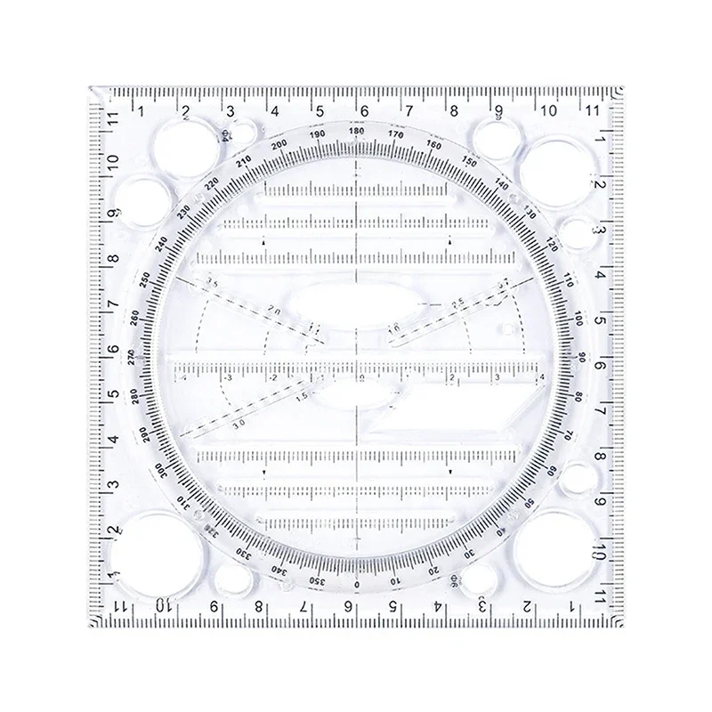 

1pc Circle Template Ruler Drawing Rulers Angle And Circle Maker Art Design Construction Architect Stereo Geometry Measuring Tool