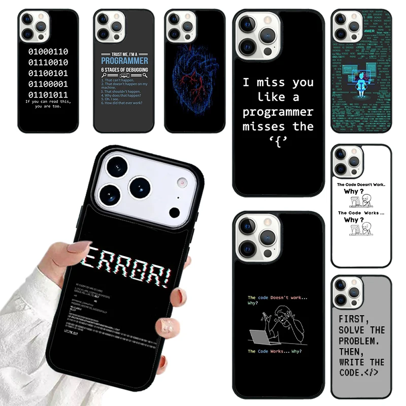 The Code design programmer Phone Case For iPhone 17 16 15 14 13 12 11 Pro Max 17air Shockproof Cover Fundas