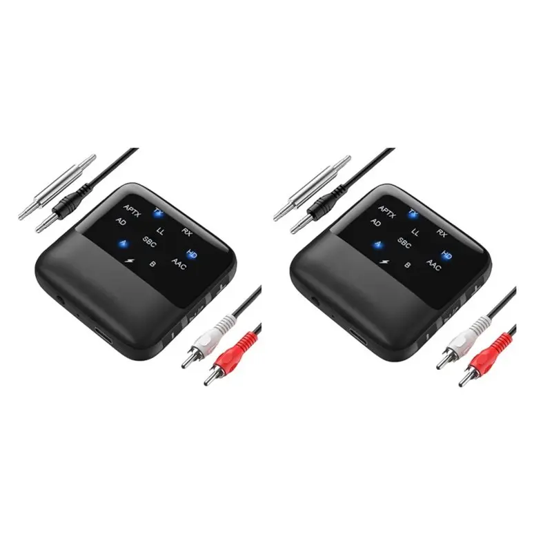 

Беспроводной аудиоадаптер B03B, 2 шт., Bluetooth 5.4, приемник-передатчик APTX HD с низкой задержкой, 3,5 мм AUX, 2 в 1, для автомобильных колонок, телевизоров, ПК