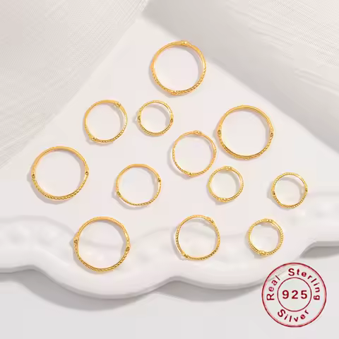 925 Sterling silver twist edge double hole Wrap bead round ring 7 9 11mm Closed Circle for Round Beads DIY jewelry making SZ43