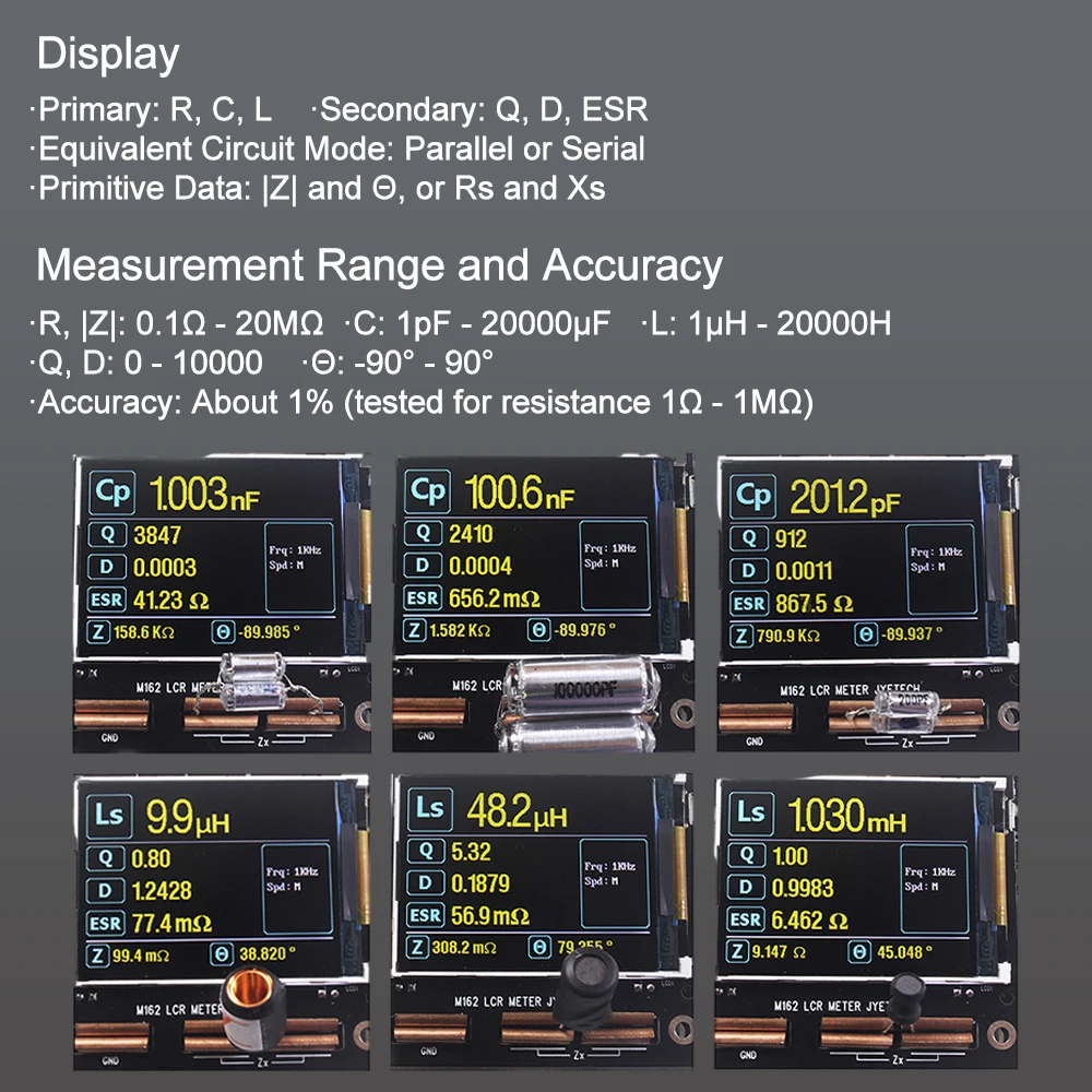 1Set M162 LCR Meter DIY Kits Portable Capacitance Tester Multifunction Inductor Capacitor Resistance Detector with Housing Shell