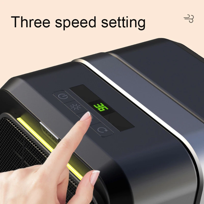 Mini Portabel 1000W Pemanas Cepat Pemanas Elektrik dengan Remote Overheat Tip-over Perlindungan Waktu Pemanasan dan Pendinginan 2 IN1