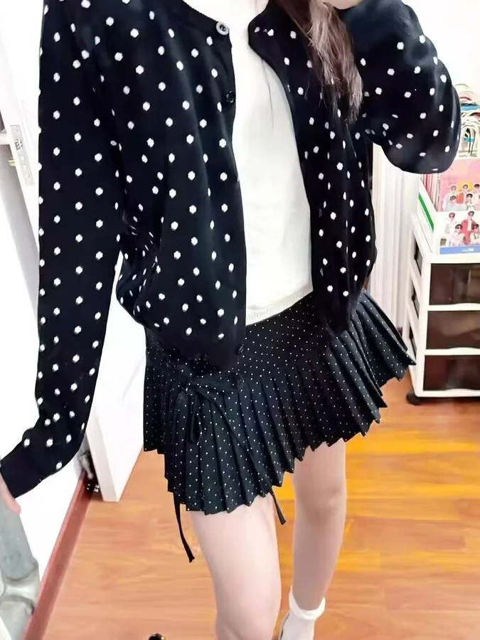 

Sweet Sle ort Knitted Sweater Outerwear Fake Two-Piece Spring Autumn New Arrival Versatile ature Women's Faion