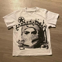 Streetwear Y2K Cotton T-shirt Harajuku Graphic Print Oversized Punk Short Sleeve T-shirt Rock Goth Retro Top Hip Hop Tee Fashion