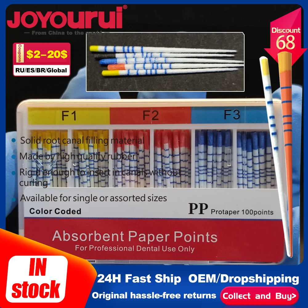نقاط ورق ماصة للأسنان 02/04/06 معقمة مختلط الحجم إلغاء الجذر ألياف القطن نصائح مواد طب الأسنان 15-40 #