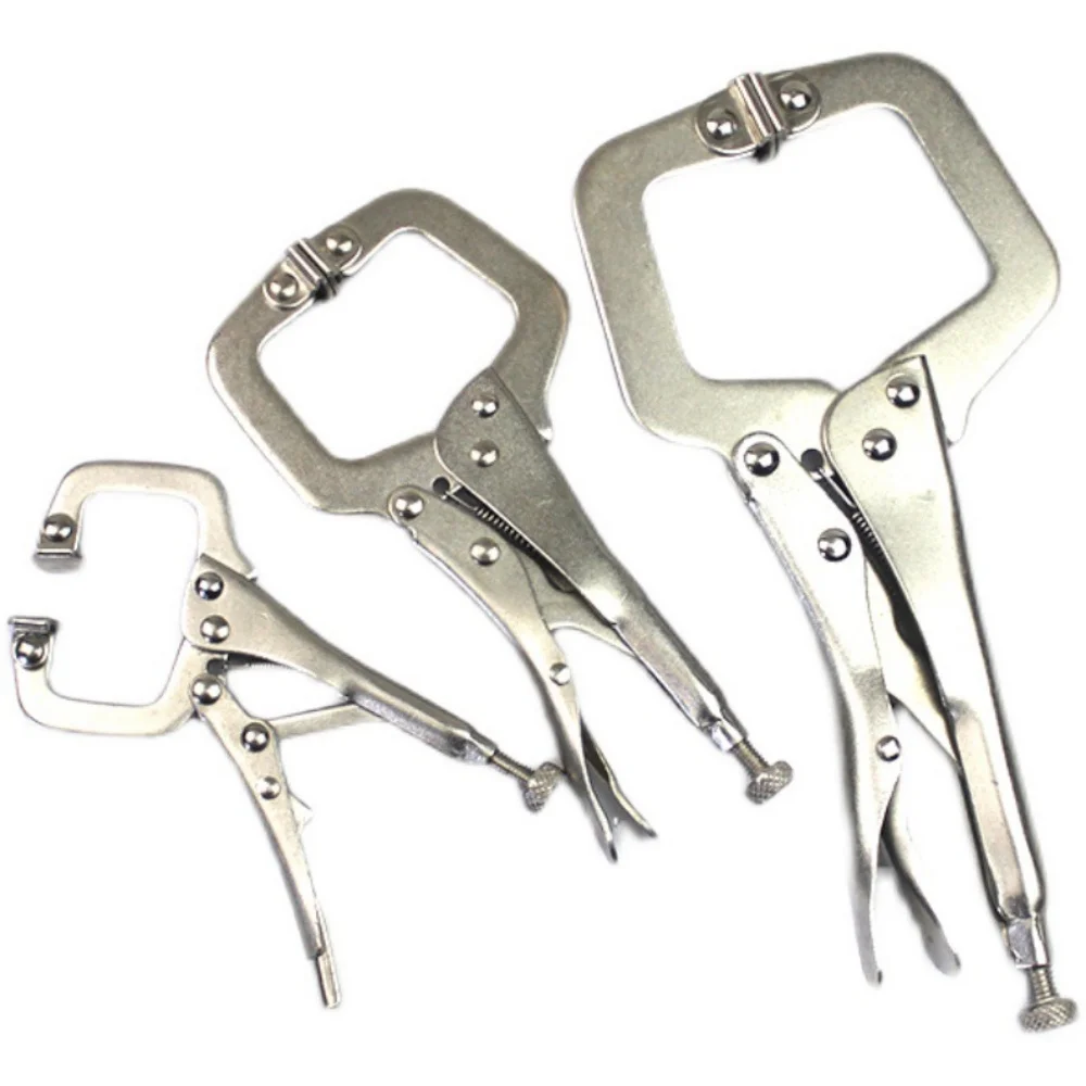 Heavy Duty C-Clamp Locking Pliers, Adjustable Welding Lock Clamp with Rotating Pads, Vice Grip Locking Pliers for Woodworking