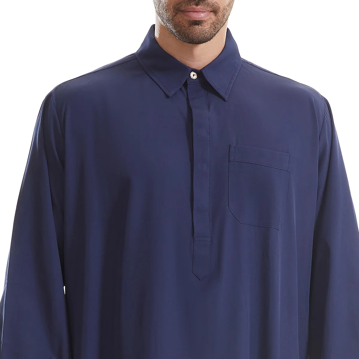 Men Muslim Middle East Islamic Arab Islamic Ethnic Clothing Long Sleeve Pocket Robe Jubba Thobe Ramadan Eid Djellaba Dishdasha