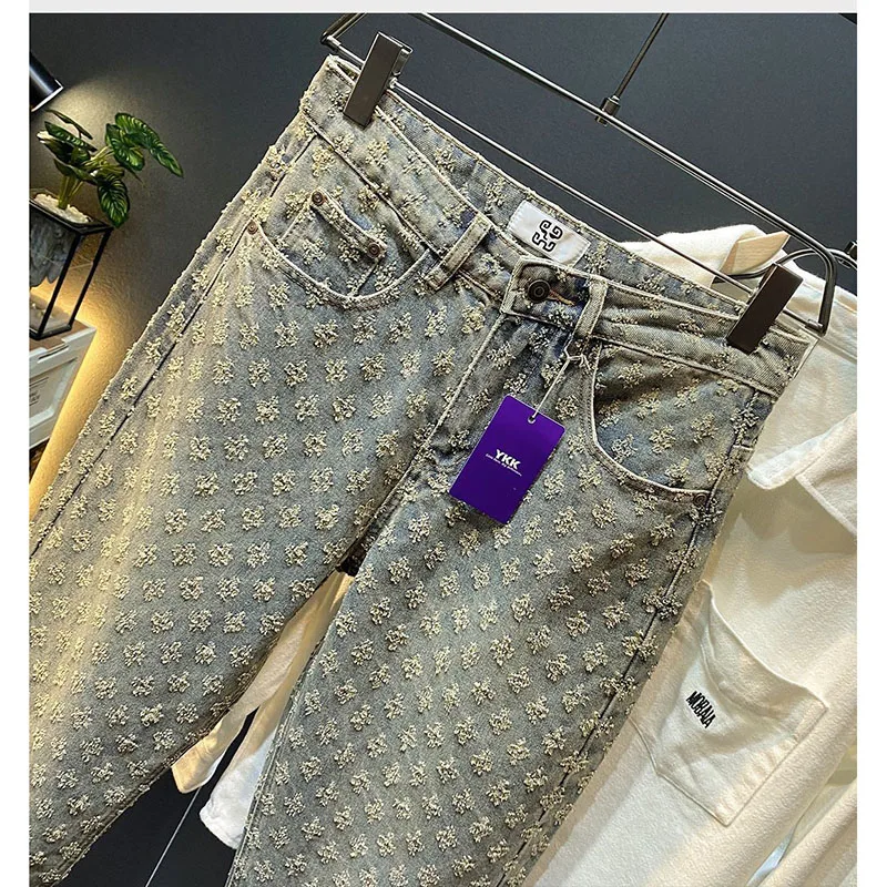 Spring Autumn New Jeans Brand Joker Casual Loose Straight Wide Leg Pocket Waist Comfortable Soft Casual Temperament Fashion Jean