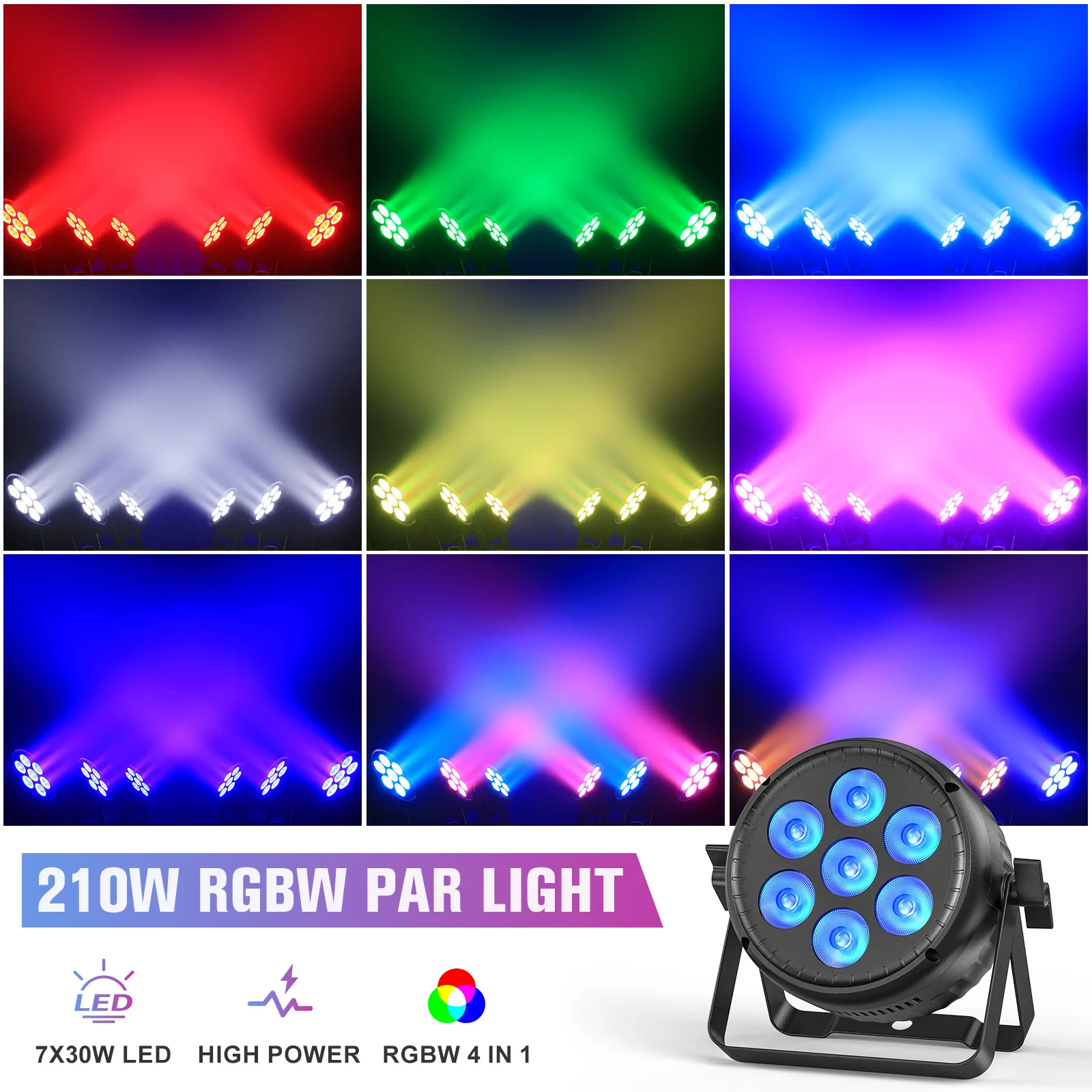 Yiflamefly 4Pcs/Set LED Par Light 7X30W RGBW 4IN1 Stage Light Strobe Effect Disco DJ Light DMX Uplighting For Wedding Party Club