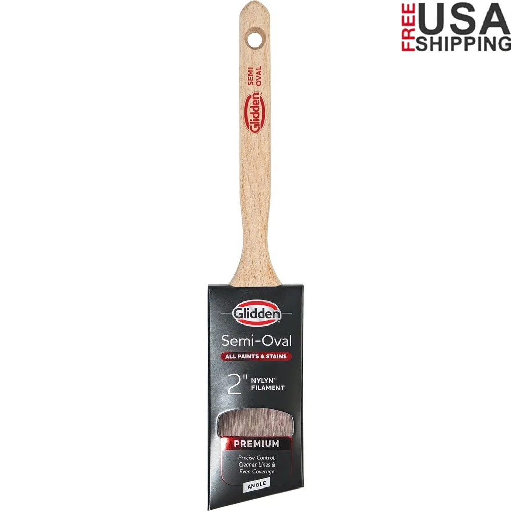 Pincel de faja en ángulo semi ovalado con mango de madera, pintura de precisión, bordes de ajuste de ventana, paredes, techos, manchas, 2 pulgadas