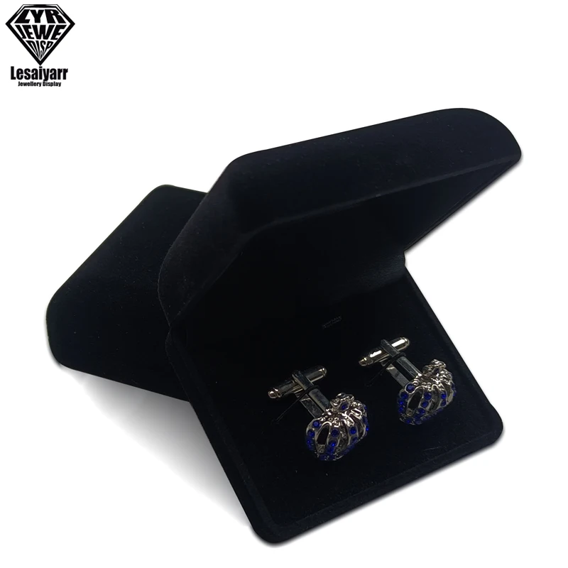 Black Velvet Geschenk Box for Manschettenknopfe cufflinks Storage Box Jewellery Cuff Links Gift Organizer Packaging Box Case