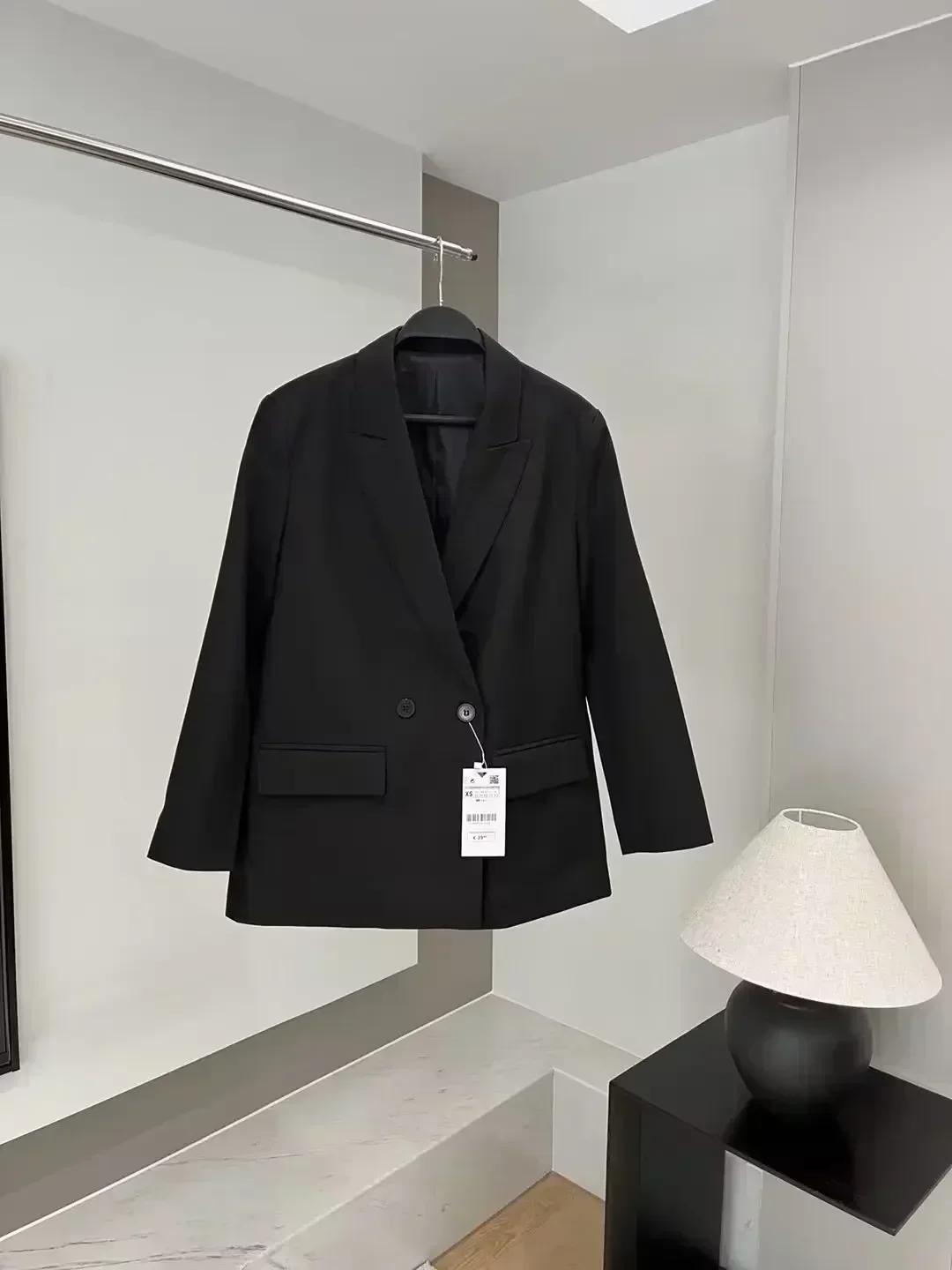 Blazer à double boutonnage pour femme, manteau vintage à manches longues, décoration de poche rabattable, mode féminine, nouveau, 2023