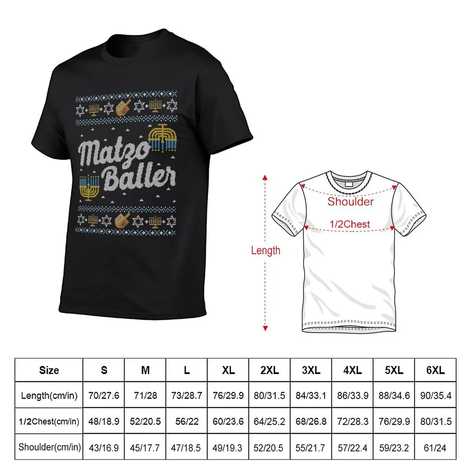 Funny Ugly Hanukkah Sweater, Matzo Baller Matzah Balls T-Shirt plus size tops graphic t shirt vintage Men's clothing