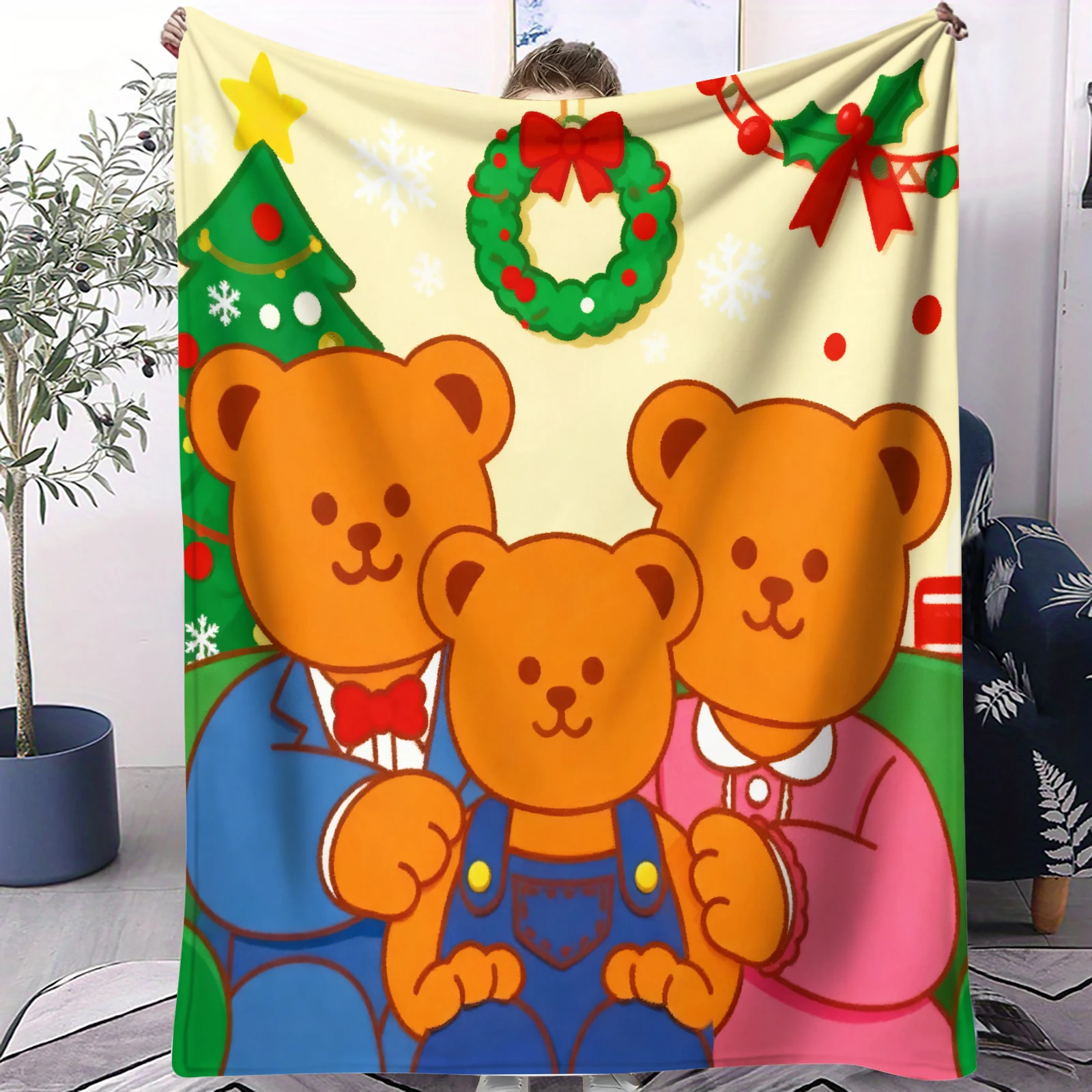 Kawaii الكرتون تذبذب الدب الأسرة بطانية رقيق لينة الفانيلا أريكة الكبار بطانية مكتب الغداء استراحة بطانية طفل هدية الكريسماس #1