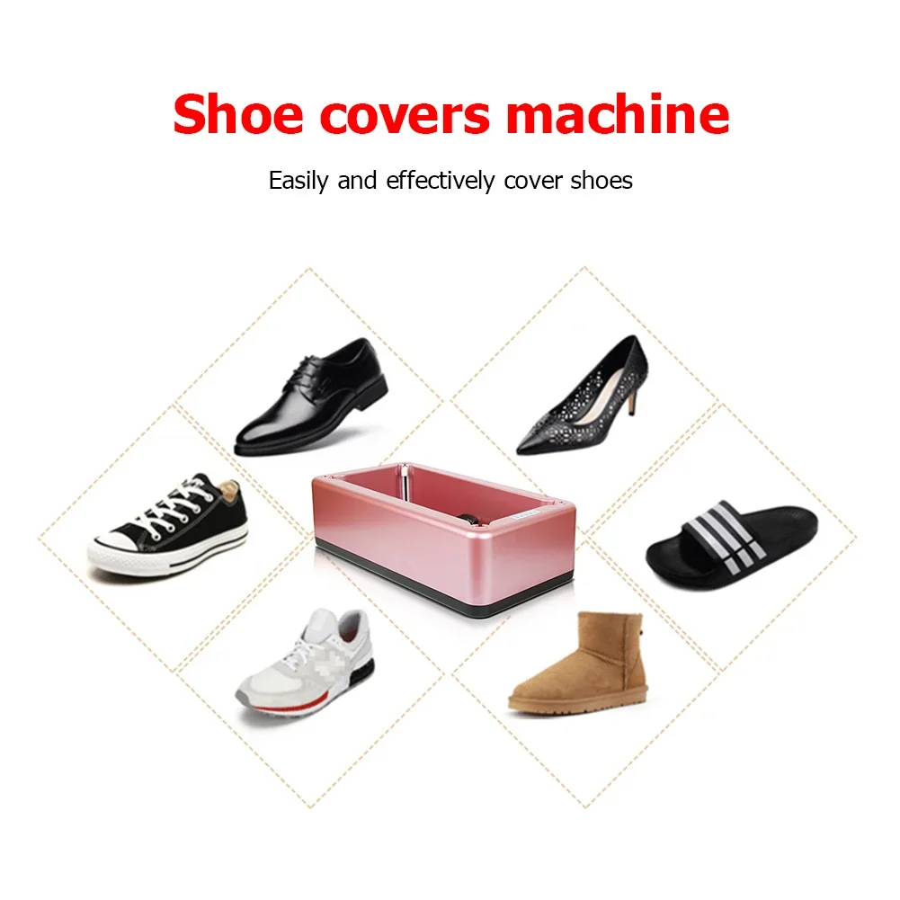 Automatic Shoe Cover Machine With 100pcs Disposable Shoe Cover Hand-Free T Buckle Overshoe Dispenser for Rainy Floor Home Office