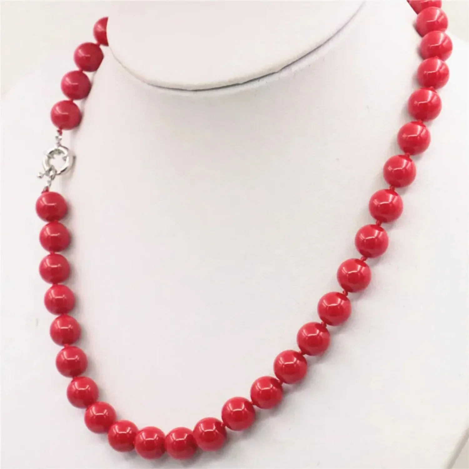 6 8 10 12mm Round Red Coral Shell Pearl Necklace Accessory Jewelry Making Beads DIY Girl Gift Female Fitting Clothing Decoration